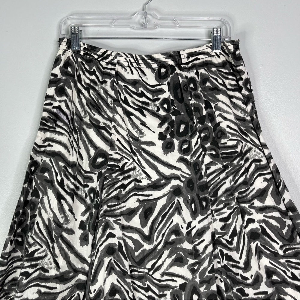 Additions By Chicos Skirt Women’s 1 M Black White Printed Cotton Lined A Line - Picture 8 of 12